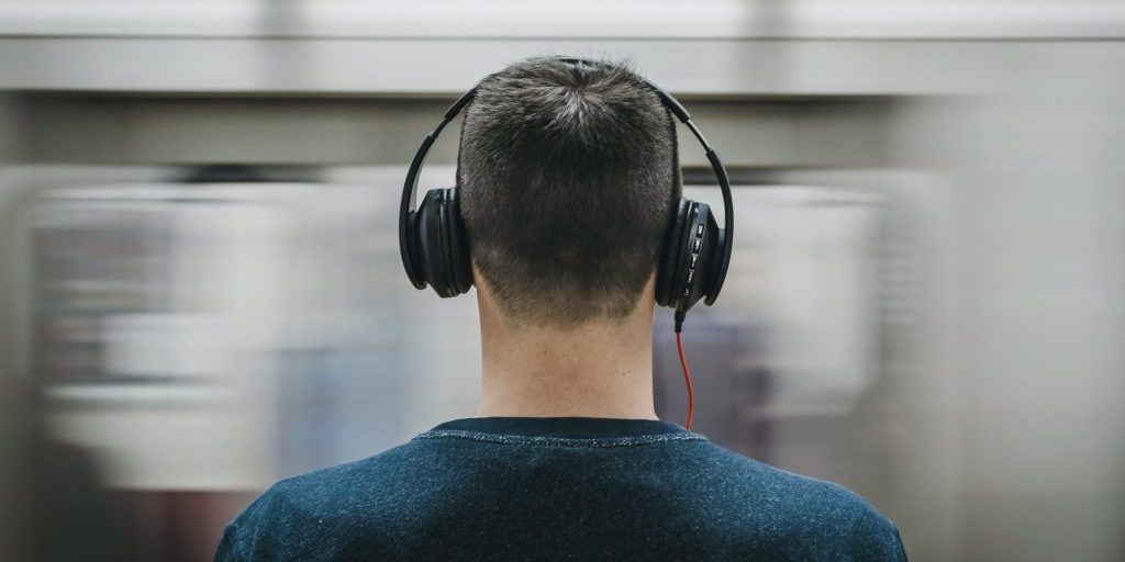 motion blur man with headphones